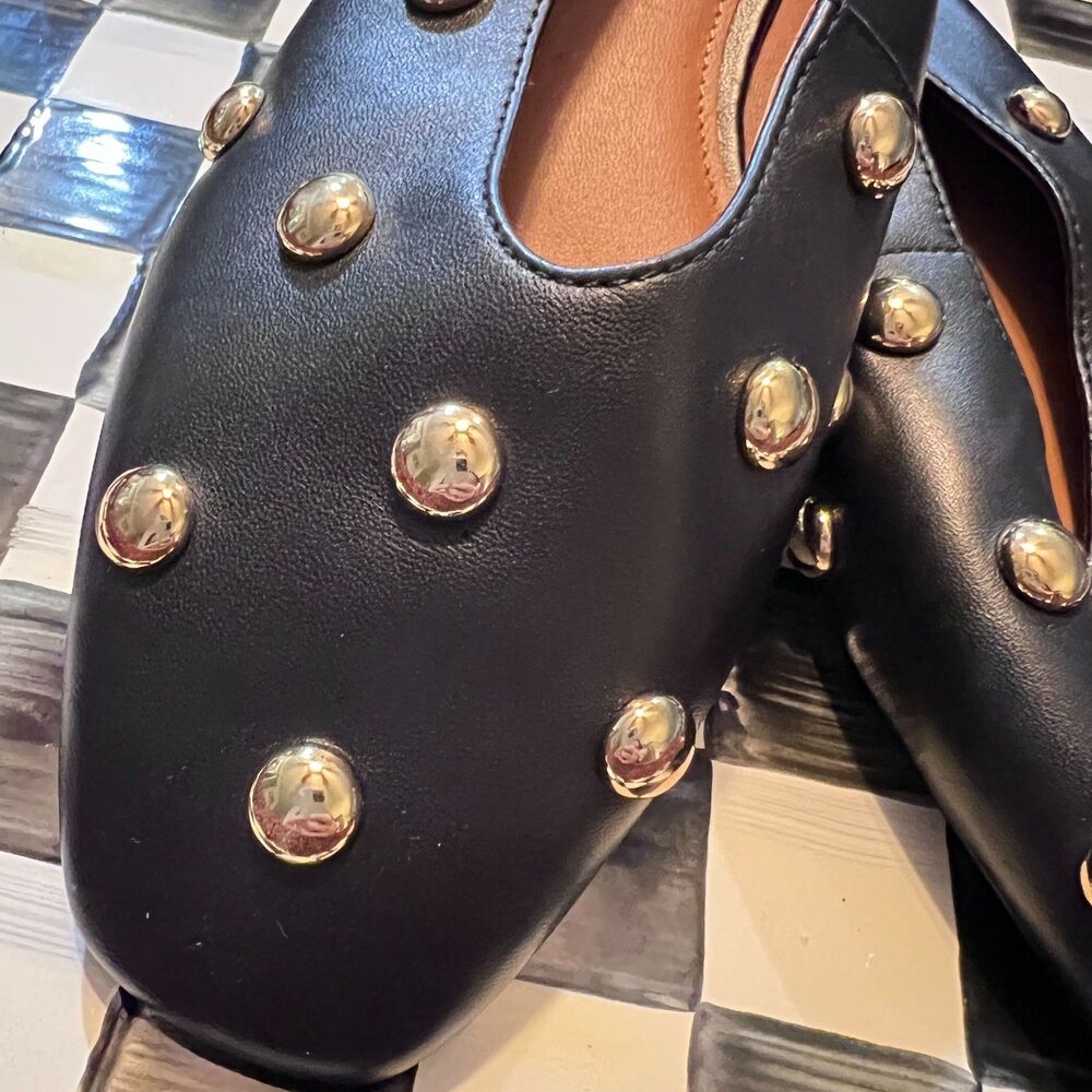 MADEWELL 11 The Mylie Ballet Big Dome Stud Leather Flat NX065 - Picture 2 of 8